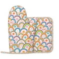 thumbnail image 2 of Honeii Rainbow Flowers patten Oven Mitts and Pot Holders Sets, Baker Oven Mitts, Mittens for Kitchen Decor, Baking Lover over Gloves Gifts, 2 of 7