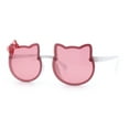 thumbnail image 5 of Kids Size Girls Cute Bow Tie Kitty Ear Rimless Plastic Sunglasses White - Pink, 5 of 7