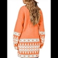 thumbnail image 4 of Cárdigan de Punto Extragrande de Larga con Estampado de Colores Contrastantes para Mujer. Naranja S, 4 of 5