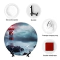 thumbnail image 4 of Picia Lighthouse in a Stormy Sea Pattern Bone China Decorative Plate – Wall Decor with Stand and Adhesive, Elegant Ornament for Living Room, Office, or Entryway-8in, 4 of 6