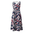 thumbnail image 5 of VBVC Women's Floral V-Neck Maxi Dress,Sleeveless Button Detail Flowy Dress For Women,Ladies Summer A-Line Beach Boho Sundress with Pockets,Navy,S-5XL, 5 of 6