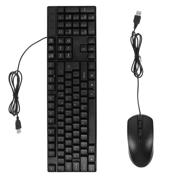 BESTOYARD 1Set Black Wired Keyboard Mouse Combo Full Size Silent Quiet Keyboard and Mouse for Gaming and Computer Use