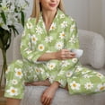 thumbnail image 6 of Honeii Daisies Flowers print Women's Pajama Sets Long Sleeve Button Down Sleepwear Nightwear Soft Pjs Lounge Sets-X-Large, 6 of 7
