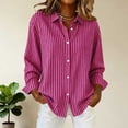 thumbnail image 4 of Oplxuo Striped Button Down Shirts for Women Cotton Dress Shirt Long Sleeve Collared Blouse Tops Business Office Attire, 4 of 4
