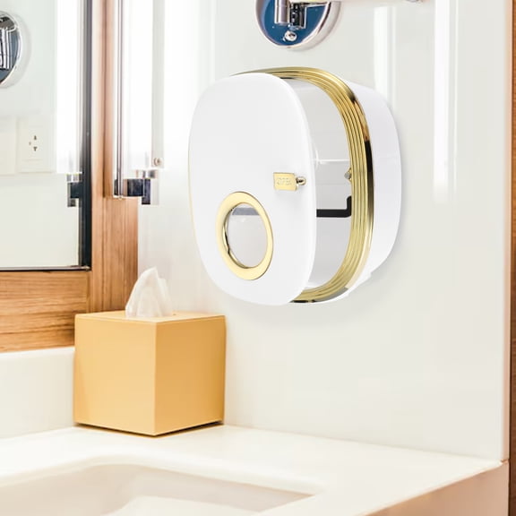 SOPOTUTU Tissue Towel Holder Wall Mounting Tissue Holder For Bathroom Accessory Gold White 1Pcs