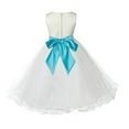 thumbnail image 2 of Ekidsbridal Ivory Tulle Rattail Edge Flower Girl Dress Pageant Ballroom Gown Junior Bridesmaid Baptism Communion 829S S, 2 of 3