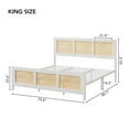 thumbnail image 2 of Cama king size de ratán con cabecero – Estilo bohemio – Estructura metálica resistente y silenciosa – Sin base necesaria – Ideal para dormitorio moderno – Color White K, 2 of 7