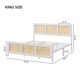 thumbnail image 2 of Cama king size de ratán con cabecero – Estilo bohemio – Estructura metálica resistente y silenciosa – Sin base necesaria – Ideal para dormitorio moderno – Color White K, 2 of 7