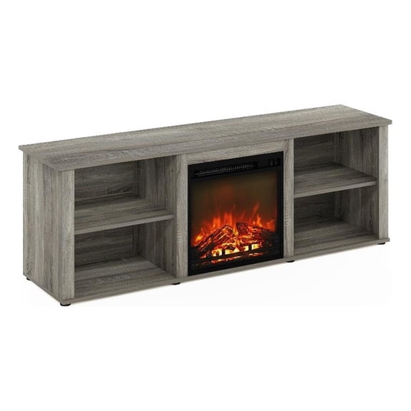 Pemberly Row 70-inch TV Stand with Fireplace in French Oak Gray