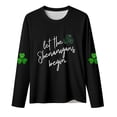 thumbnail image 2 of Women‘s Tops St Patricks Day Shirt Shamrock Long Sleeves Crew Neck Shirt for Women (Black M), 2 of 4