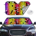 thumbnail image 3 of Lsque Colorful Tie Dye Stained Glass 1 Car Windshield Sun Shade | Accordion Folding Style Auto Shade for Car Truck SUV Van | Blocks UV Rays Sun Visor Protector | Medium, 3 of 7