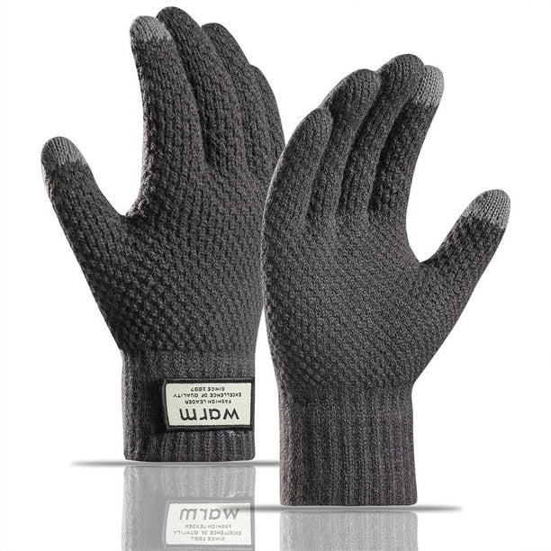 Guantes acolchados de terciopelo, guantes de invierno, cálidos guantes de piña con pantalla táctil para hombre