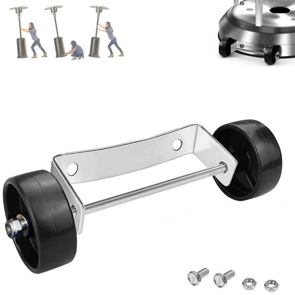 Patio Heater Replacement Wheels Parts, Outdoor Heater Universal Movable Wheel Stainless Steel Silver Bracket, Suitable for Most Outdoor Round Stand Up Propane Heater Easy to Move