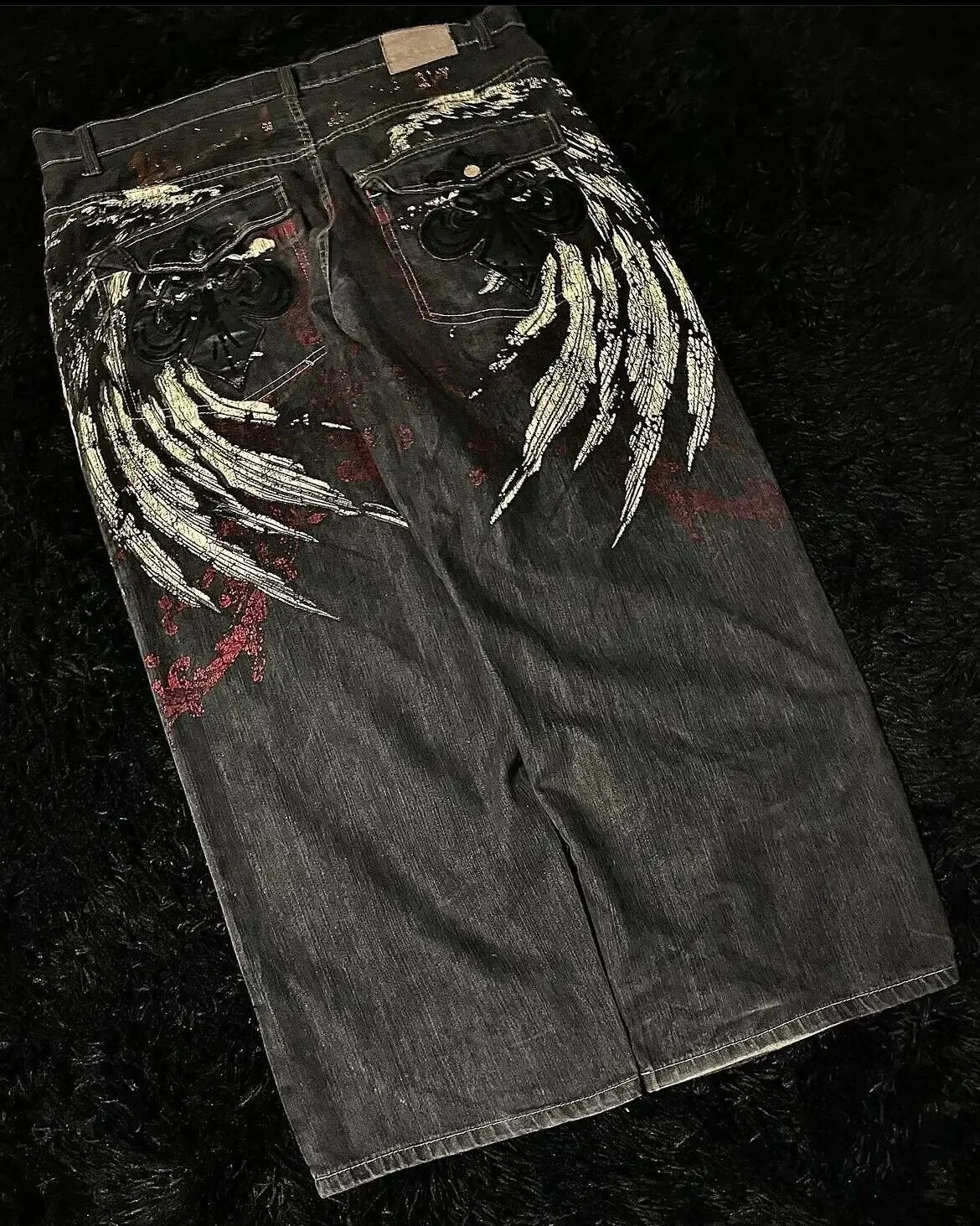 Retro southpole jeans skull watermark loose jeans men women y2k