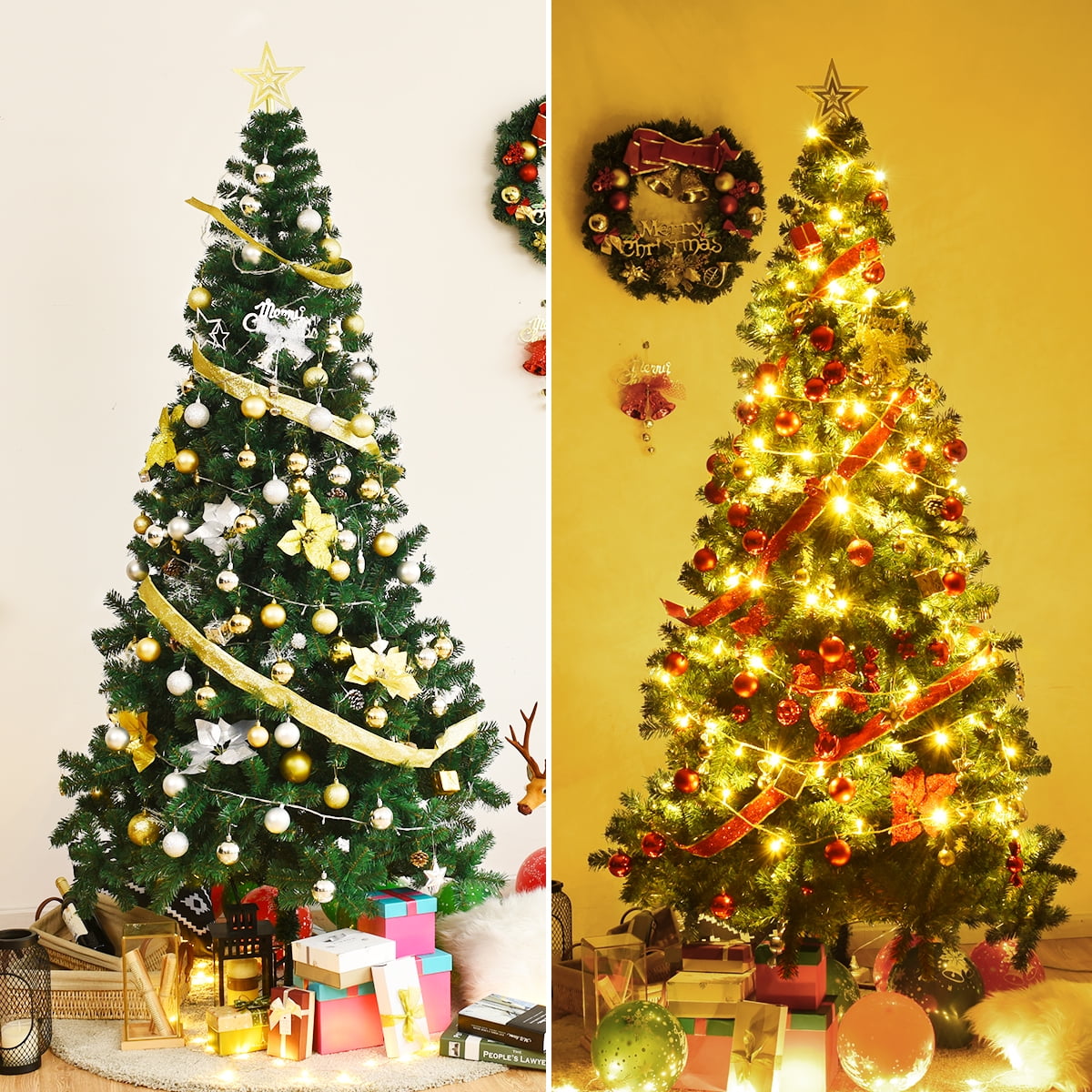 Costway 7Ft Artificial PVC Christmas Tree W/Stand Holiday Season Indoor Outdoor Green