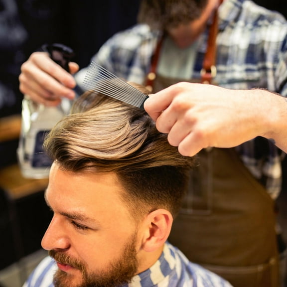 Topbathy 2Pcs Slick Comb Set Black Steel Needle Comb Perfect for Hair Styling and Scalp Massage