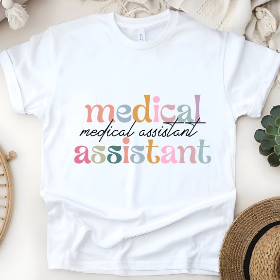 Medical Assistant Shirt | Cute Pastel Healthcare Worker Tee, White, Size S