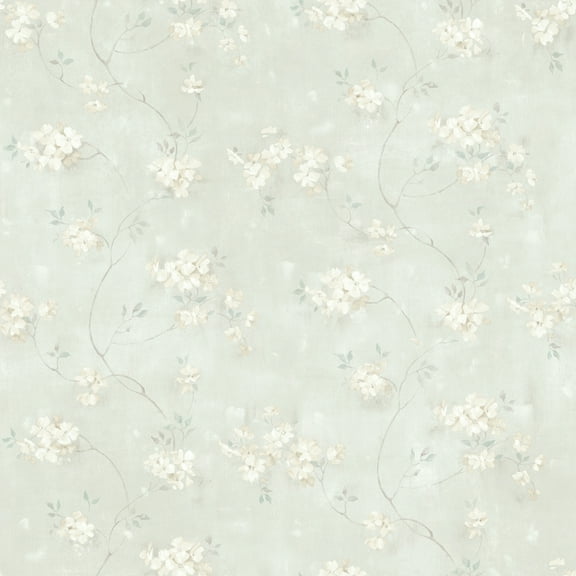 Chesapeake Braham Teal Floral Trail Prepasted Non Woven Blend Wallpaper, 20.5-in by 33-ft, 56.4 sq. ft.