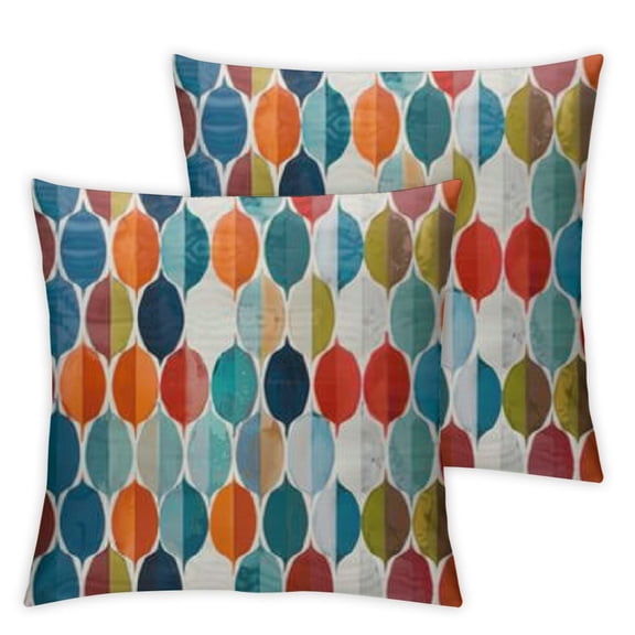 Mid Century Lumbar Pillow Covers Modern Blue Orange Drop Shapes Pattern Decorative Throw Pillows Retro Style Outdoor Pillowcase Rectangle Cushion Case Decor for Couch Sofa Bed