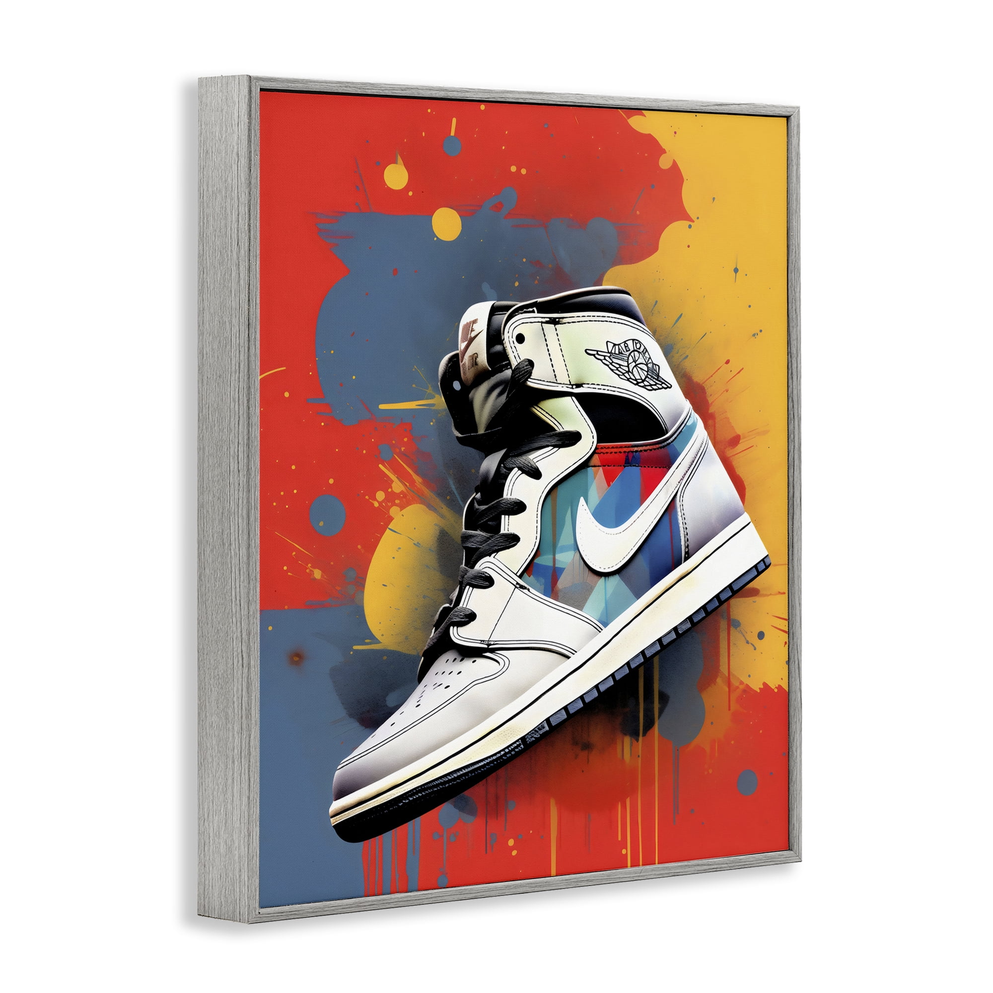 Stupell Industries Shoe With Colorblock Background Gray Framed Giclee Art, design by Creative Studio