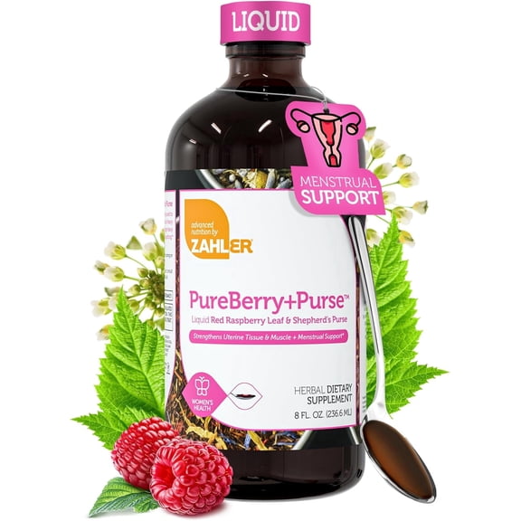 PureBerry Purse Liquid, Red Raspberry Leaf & Shepherd’s Purse, 8 fl oz, Menstrual Pain Relief, Period Pain Relief, Menstrual Relief & Period Cramp Relief