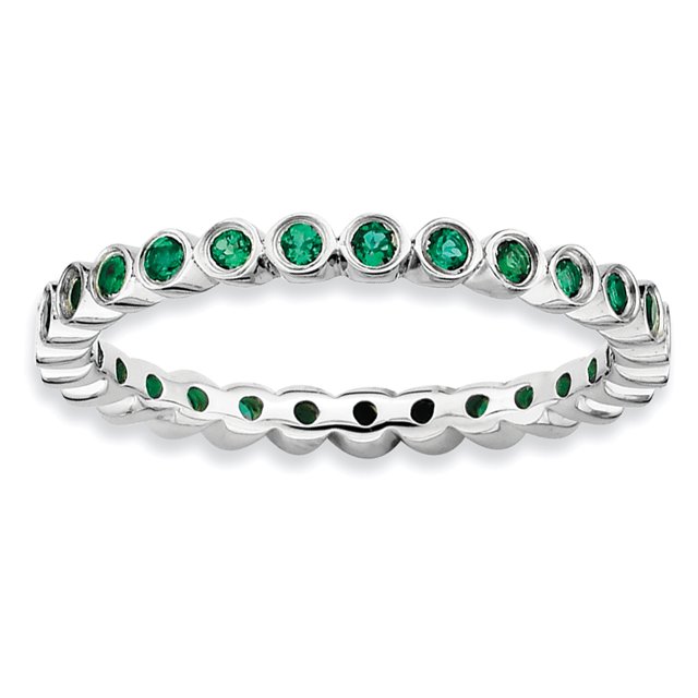 Bague Émeraude Créée en Argent Sterling Stackable Expressions Taille 5