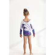 Ingzy Girls Gymnastics 3-Piece Leotard Set - Long Sleeve Sparkly Rhinestone Outfit with Shorts & Hairband | Ballet Dance Biketard Activewear for 5-12 Years