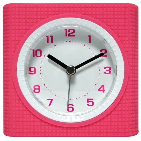 Equity Silent Sweep Analog Alarm Clock, Pink