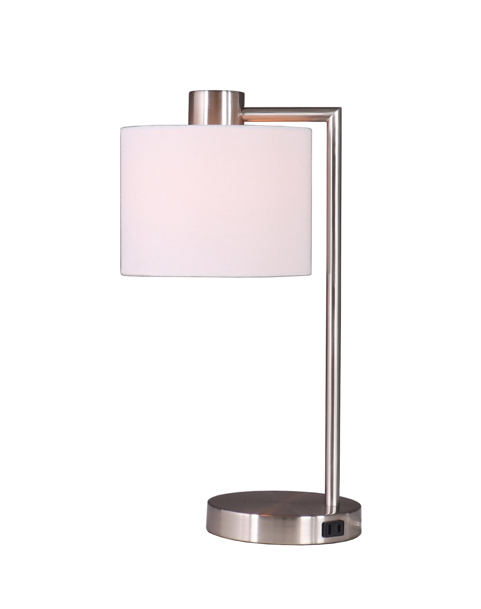 Better Homes & Gardens 18" Silver Metal Table Lamp with Fabric Hardback Shade