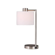 Better Homes & Gardens 18 in Silver Metal Table Lamp with Fabric Hardback Shade