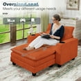 thumbnail image 6 of Lunale Oversized Lounge Chair & Ottoman Set - 45.5" Cloud Corduroy Accent Armchair with USB/Cup Holder for Modern Living/Bedroom, Orange Red, 6 of 8