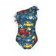 thumbnail image 4 of Yiaed Vehicles Cartoon with Funny Drivers Print Women One Piece Swimsuits Tummy Control One Shoulder Bathing Suits Pattern Ruffle Swimwear-Medium, 4 of 8