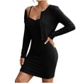 thumbnail image 2 of Maqroz Womens Two Piece Dress Sets Ribbed Knit Button Down Cardigan Sweaters Spaghetti Strap Mini Dresses Bodycon Outfits Casual Y2K Streetwear, 2 of 9