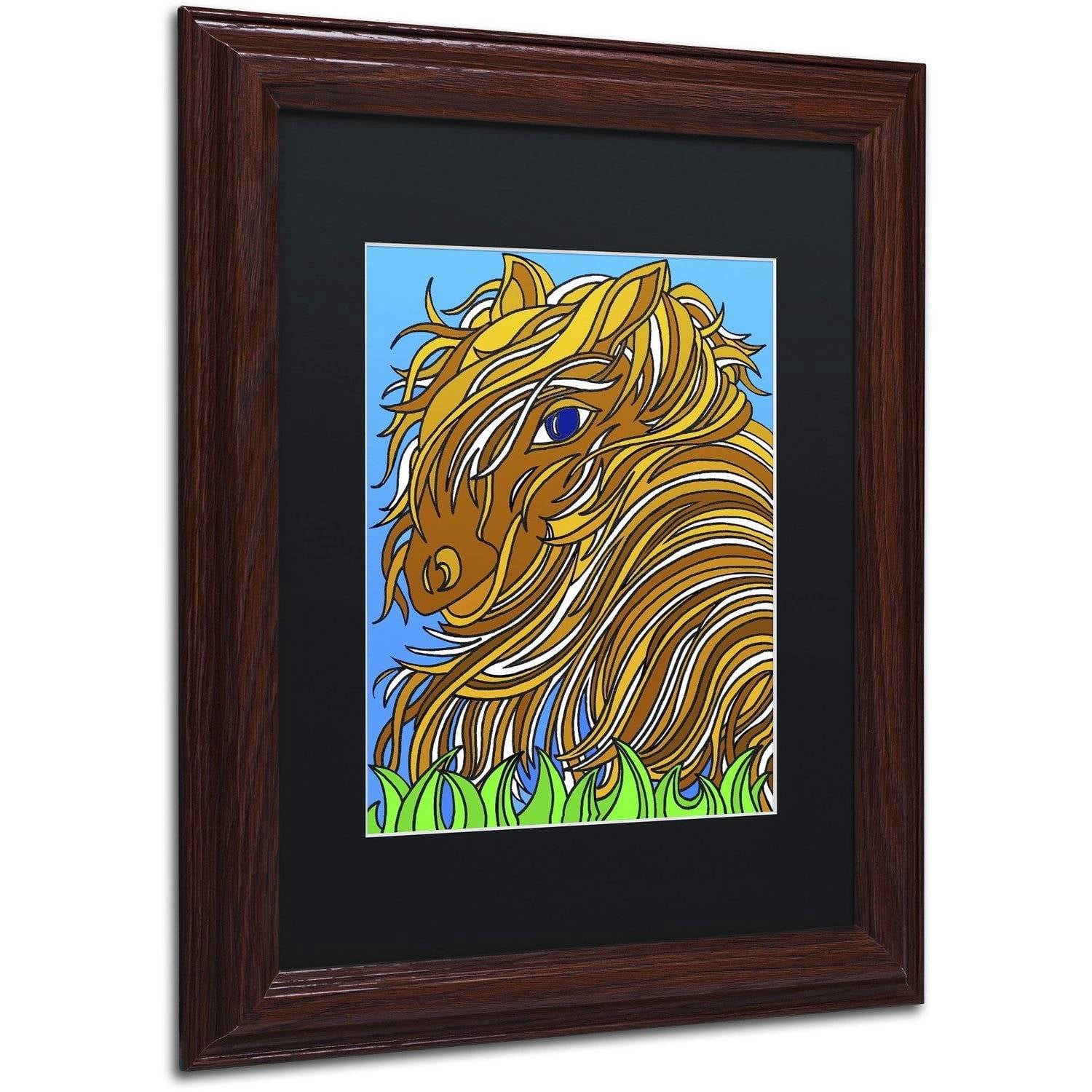 Trademark Fine Art "Harrington the Horse Alive" Canvas Art by Kathy G. Ahrens, Black Matte, Wood Frame