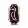 thumbnail image 2 of FB Jewels Sterling Silver Reflections Black/Pink Hand-blown Glass Bead, 2 of 3