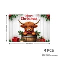 thumbnail image 4 of JOOCAR Merry Christmas Bull with Red Plaid Scarf and Gifts Linen Table Mats Set of 4 for Home Kitchen Table Decor 12x18 inch, 4 of 5