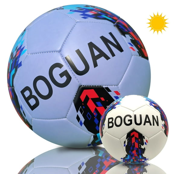 Soccer Ball Official Size 4 - High Qualtiy PU Leather-Discoloration in The Sun- Glow in The Dark-Extra Pump-Gifts for Kids,Boys,Girls,Adults Outdoor Indoor Training Ball