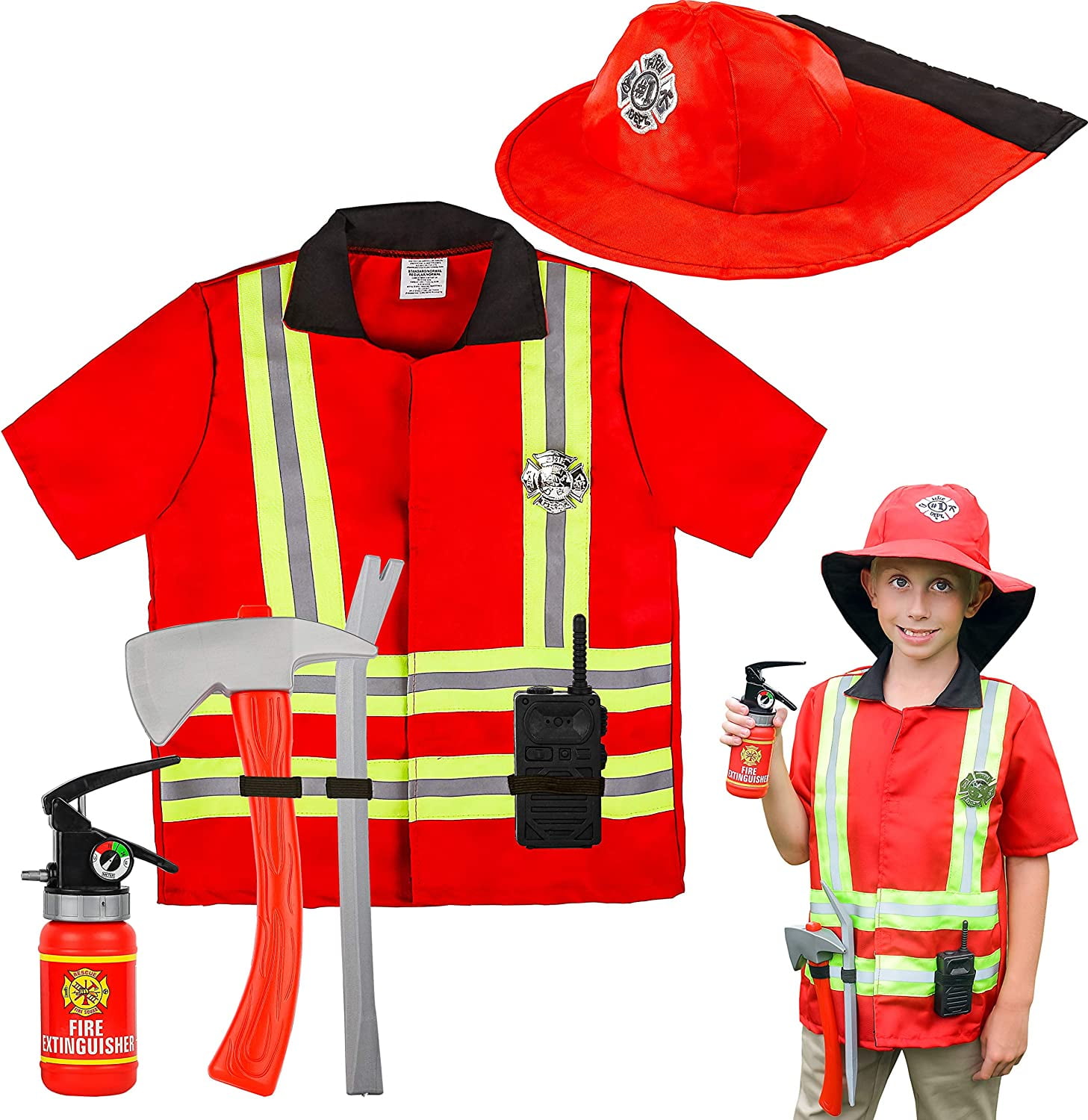 Kiddie Play Kiddie Play Fireman Costume For Kids Pretend Play Dress Up With Complete Firefighter