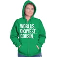 thumbnail image 3 of Worlds Okayest Cousin Family Relative Zip Up Hoodie Men's Women's Brisco Brands S, 3 of 5