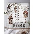 thumbnail image 3 of Sweet Home Sheer Curtains 108 Inch Length 2 Panels Set Window Treatments, Western Stars Bird Houses White Wood Plank Rod Pocket Semi Curtains for Living Room/Bedroom/Kitchen Décor, 104"W x 108"L, 3 of 7