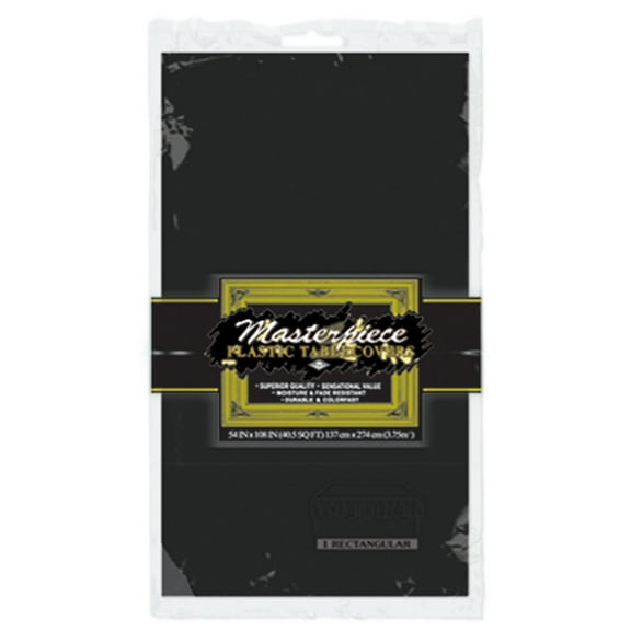 Club Pack of 12 Black Disposable Plastic Banquet Party Rectangular Table Covers 108"