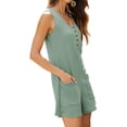 thumbnail image 4 of SWQZVT Womens Summer Rompers Casual Jumpsuits for Women Button Down Sleeveless Shorts Overalls Loose Onesie with Pockets, 4 of 8