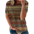 thumbnail image 1 of Samickarr Summer Savings Clearance Plus Size Summer Tops For Women Tops Dressy Casual Tunic Tops To Wear With Leggings Women's Comfortable Casual Round Neck Short Sleeve Print Top Blouse, 1 of 5