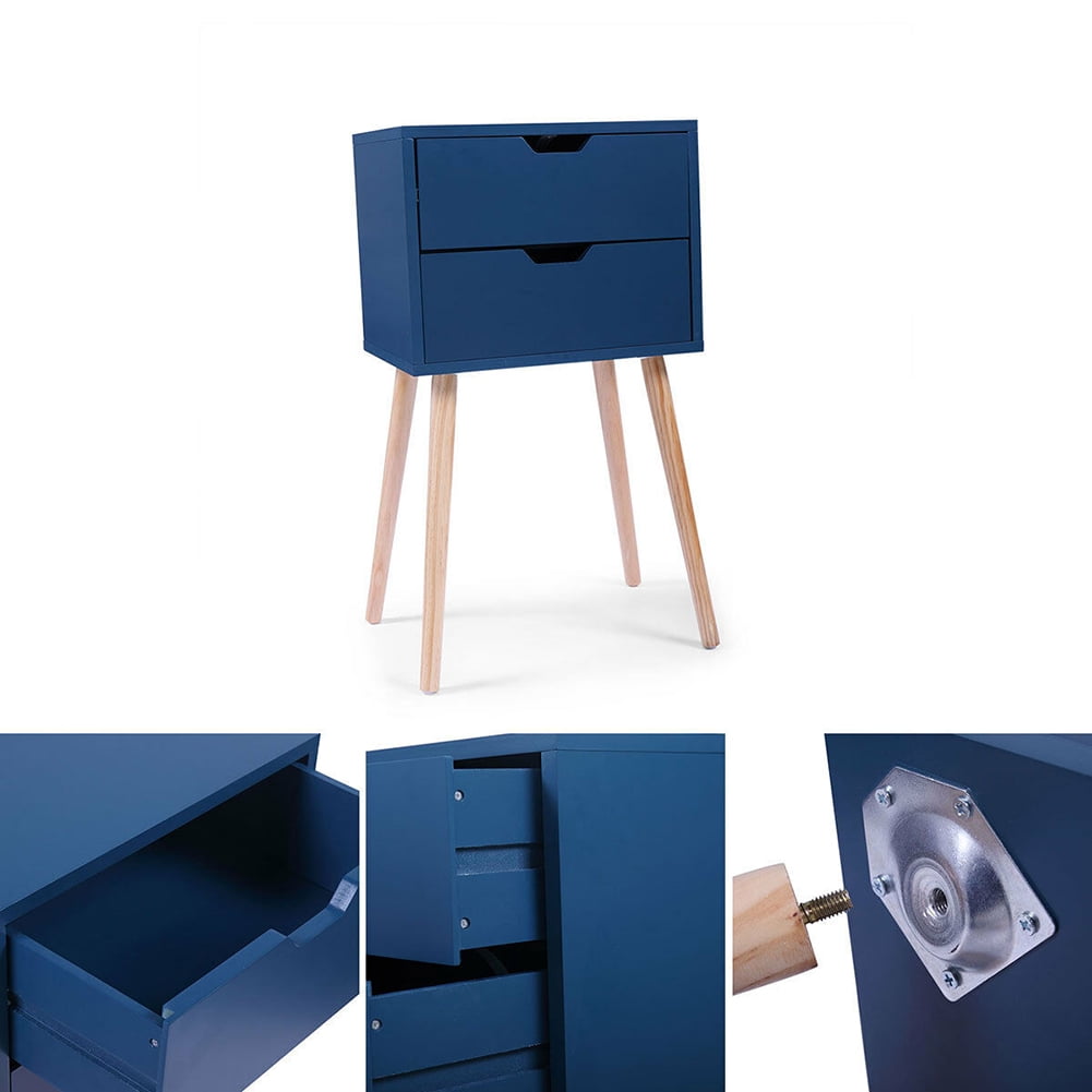 Kadyn End Tables Living Room Set of 2 with Drawer, Modern End Tables Bedroom for Sofa Couch, Blue Kadyn End Tables Living Room Set of 2 with Drawer, Modern End Tables Bedroom for Sofa Couch, Blue