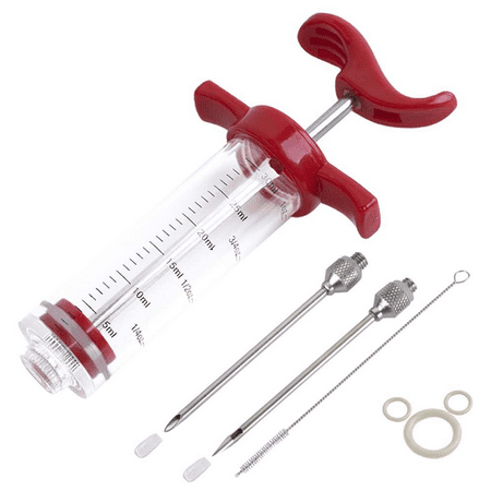 Meat Injector Kit, Plastic Marinade Turkey BBQ 1-oz Syringe For Basting & Grilling
