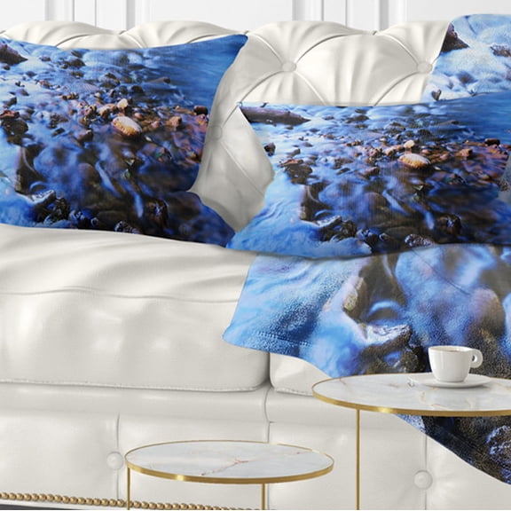 Designart Rock Blue River Panorama - Oversized Beach Throw Pillow - 12x20