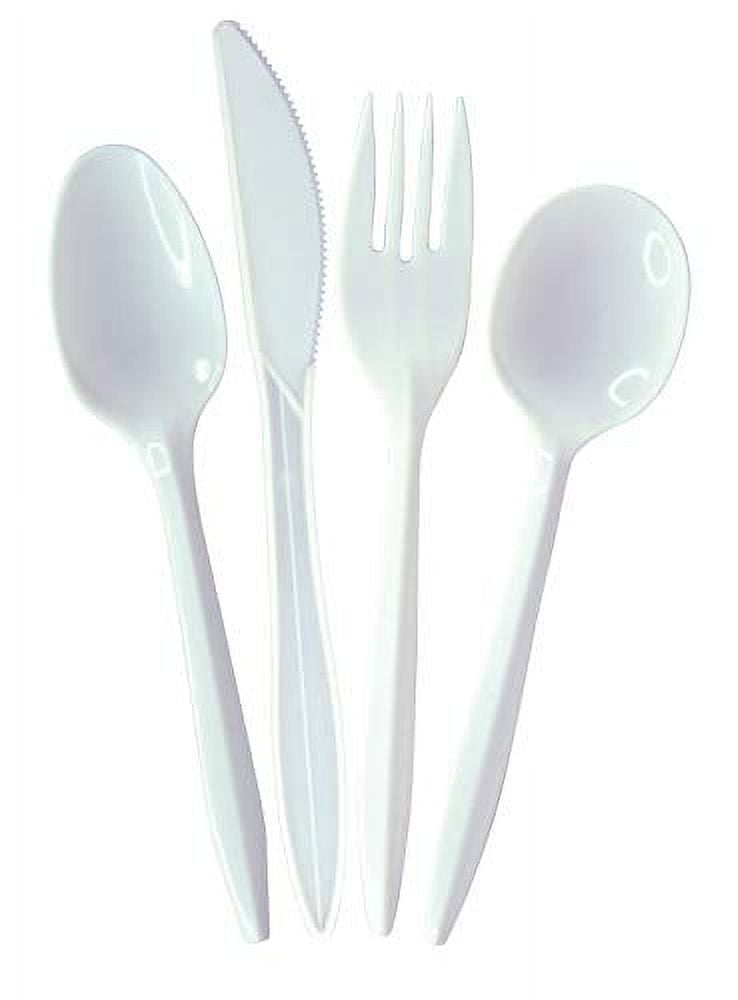 Solo Plastic, Disposable Utensils Bulk Set | Plastic-Ware Cutlery, 500 Pieces, for Dinner Party, Serving Wedding Cake, Pie & Desserts Forks, White Forks