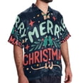 thumbnail image 2 of Christmas Font Men's Button Down Hawaiian Print Short Sleeve Casual Summer Beach Shirts, 2 of 6