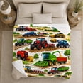 thumbnail image 4 of YShenghong Colorful Tractors Harvesters And Farm Machinery In Action Printed Flannel Blanket, 4 of 7
