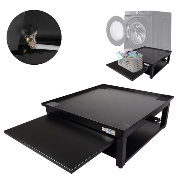 EZ Laundry Pedestal Steel 29" x 10" Base with Pull-Out Tray for Front Load Machines Gray